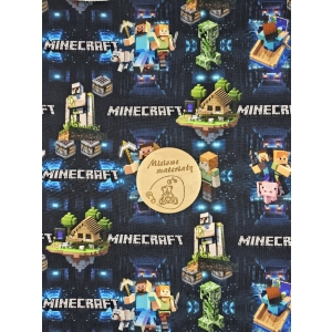 Singiel jersey cyfrowy z elastanem- MINECRAFT KOLEJNY POZIOM  GRANATOWY