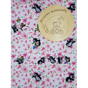 Dresówka pętelka nadruk cyfrowy - KRECIK RÓŻOWY