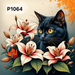 Panel poliester wodoodporny oxford na TORBĘ - KOT P1064  NA ZAMÓWIENIE