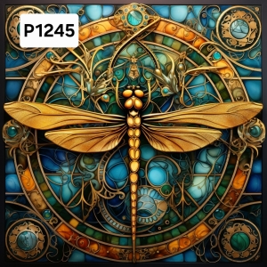 Panel poliester wodoodporny oxford na TORBĘ - WAŻKA WITRAŻ  P1245  NA ZAMÓWIENIE