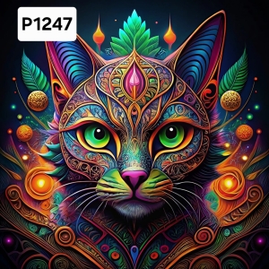 Panel poliester wodoodporny oxford na TORBĘ -KOT KOLOROWY P1247  NA ZAMÓWIENIE