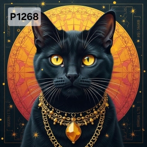 Panel poliester wodoodporny oxford na TORBĘ - CZARNY KOT P1268  NA ZAMÓWIENIE