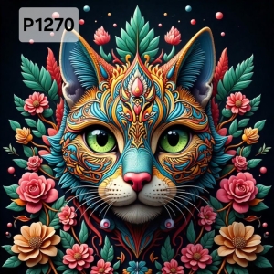 Panel poliester wodoodporny oxford na TORBĘ -KOLOROWY KOT P1270  NA ZAMÓWIENIE